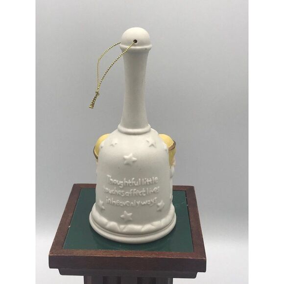 Hallmark 3D praying Angel trio with stars 6” ceramic bell. Houston Harvest - Picture 2 of 3
